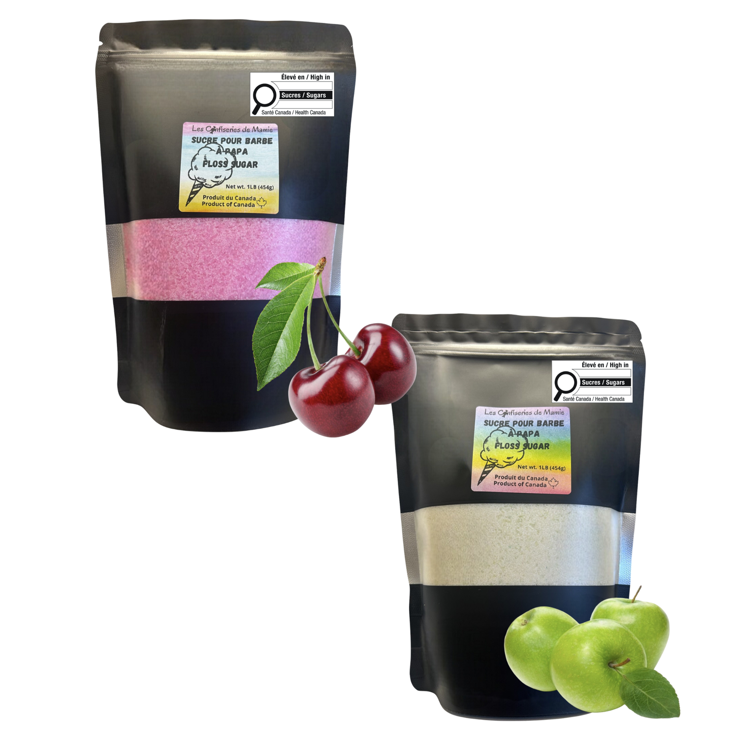 Duo de sucre Pomme verte/Cerise